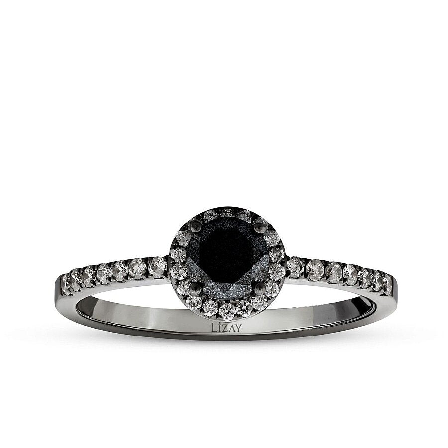 0,47 ct. Diamant Schwarz Stein Ring