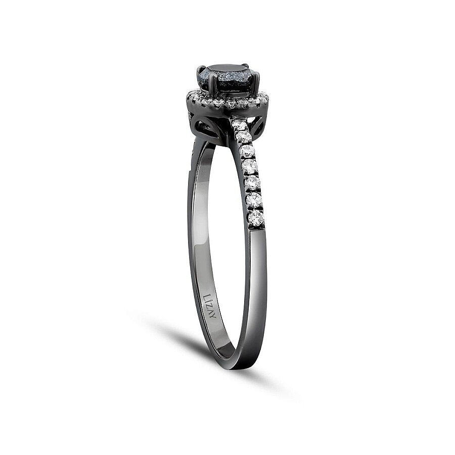 0,47 ct. Diamant Schwarz Stein Ring