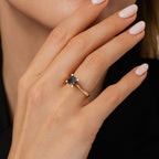 1,34 ct. Schwarz Stein Solitärring