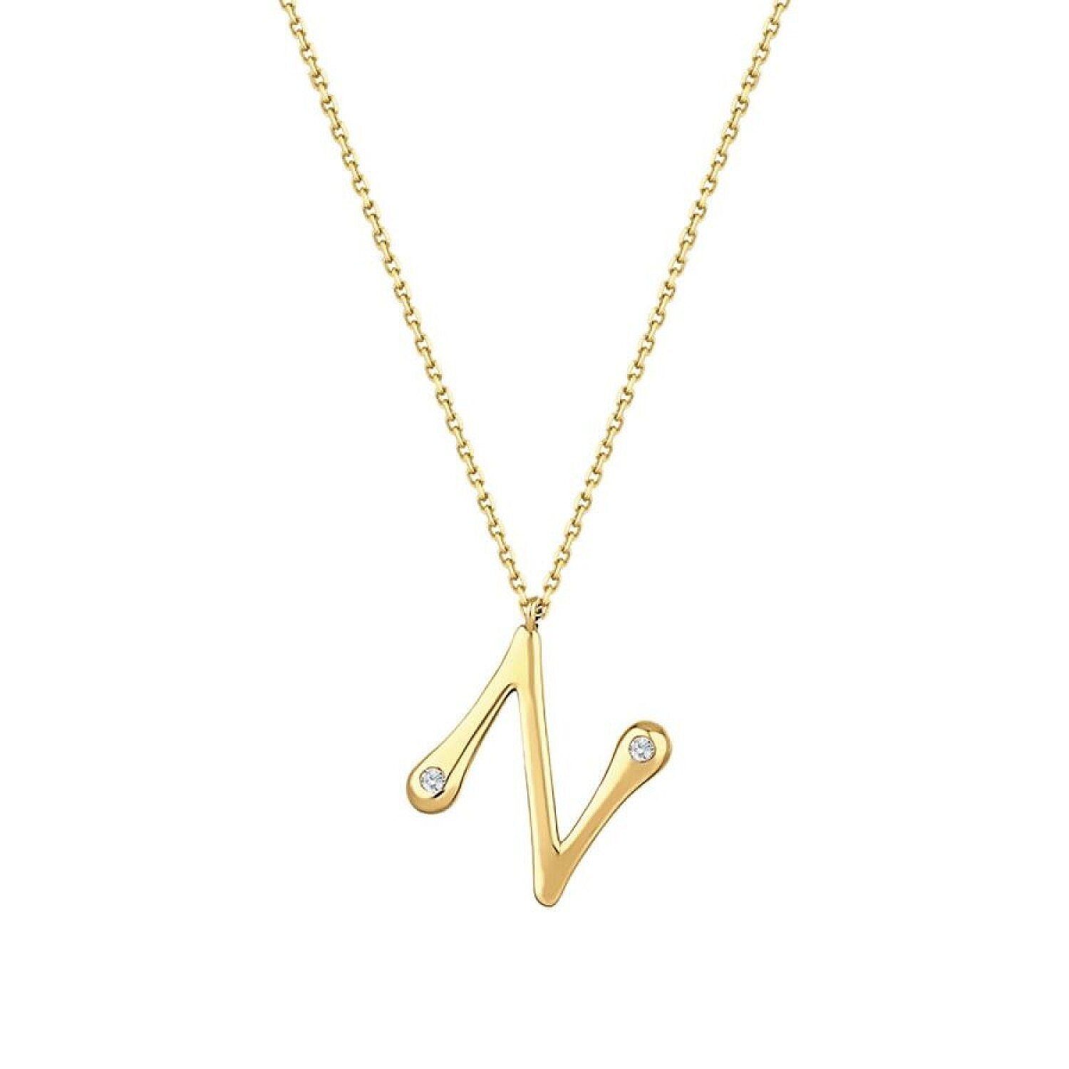 0,04 ct. Diamant Halskette Buchstabe N