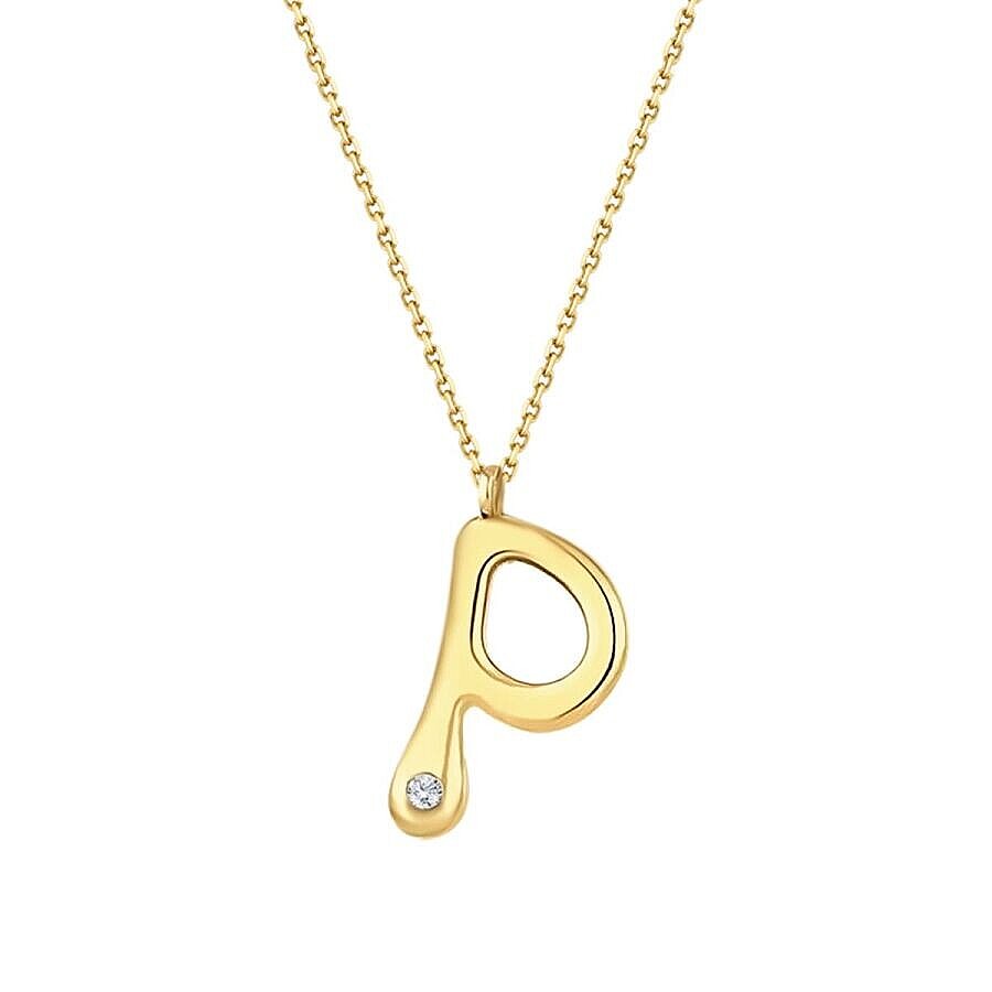 0,02 ct. Diamant Halskette Buchstabe P