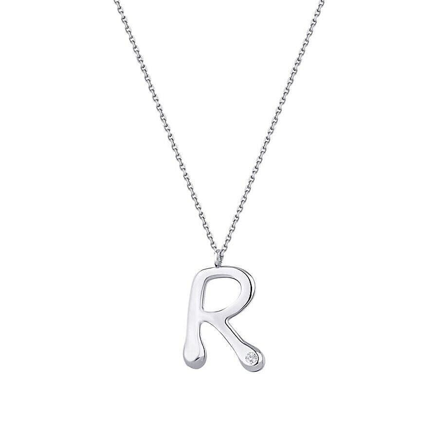 0,02 ct. Diamant Halskette Buchstabe R