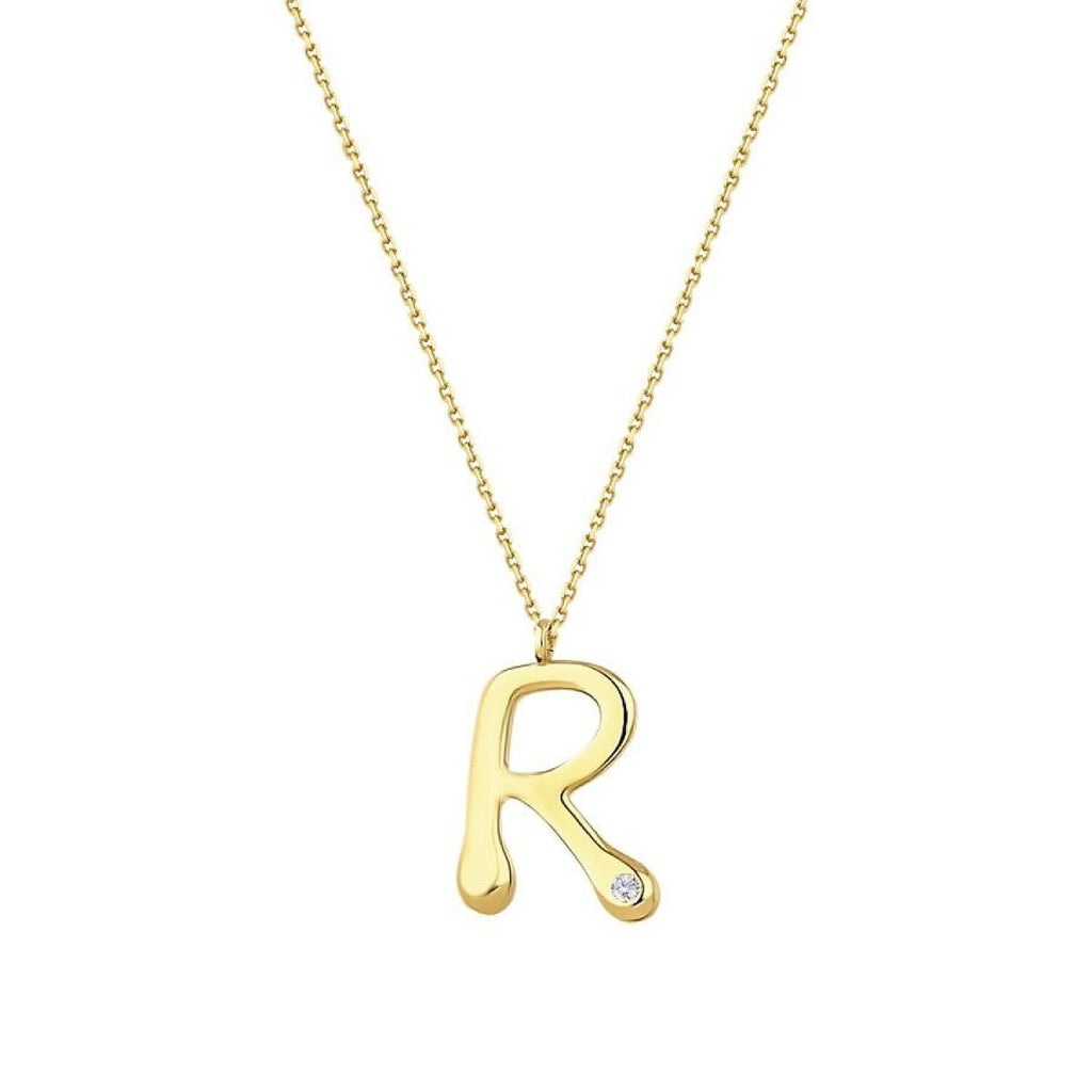 0,02 ct. Diamant Halskette Buchstabe R