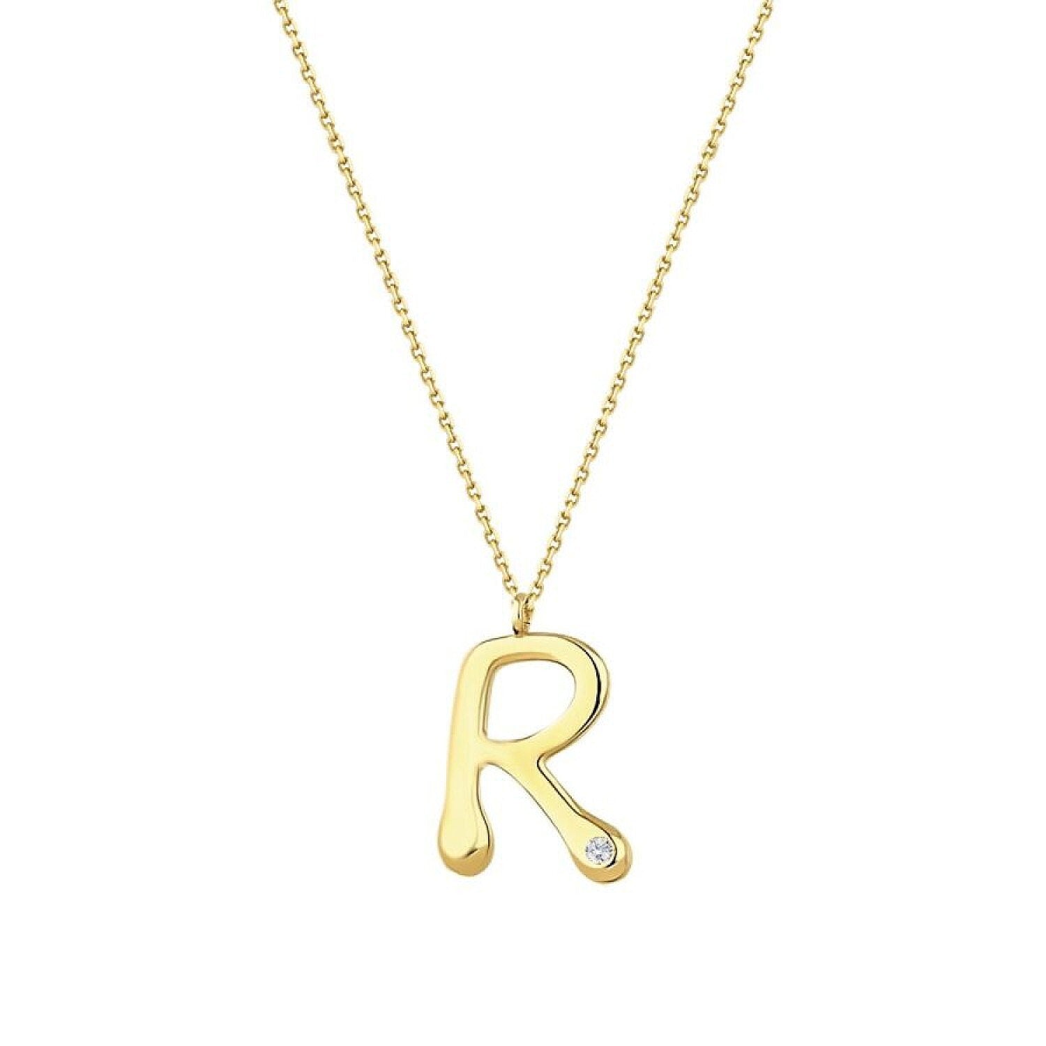 0,02 ct. Diamant Halskette Buchstabe R