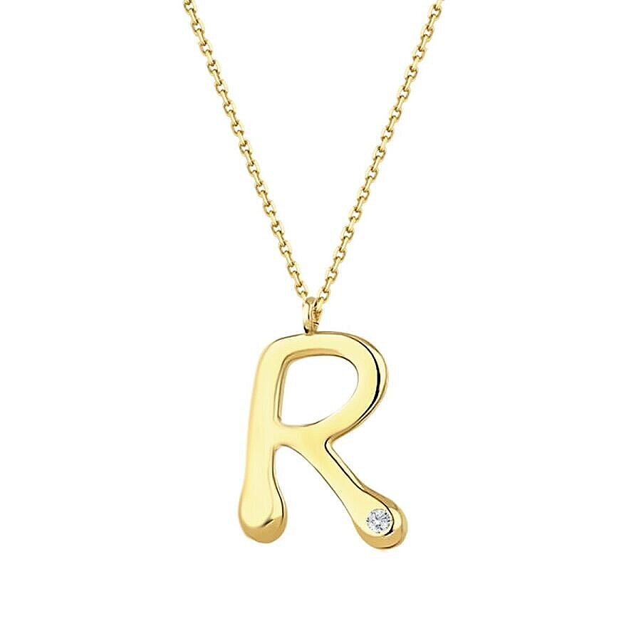 0,02 ct. Diamant Halskette Buchstabe R