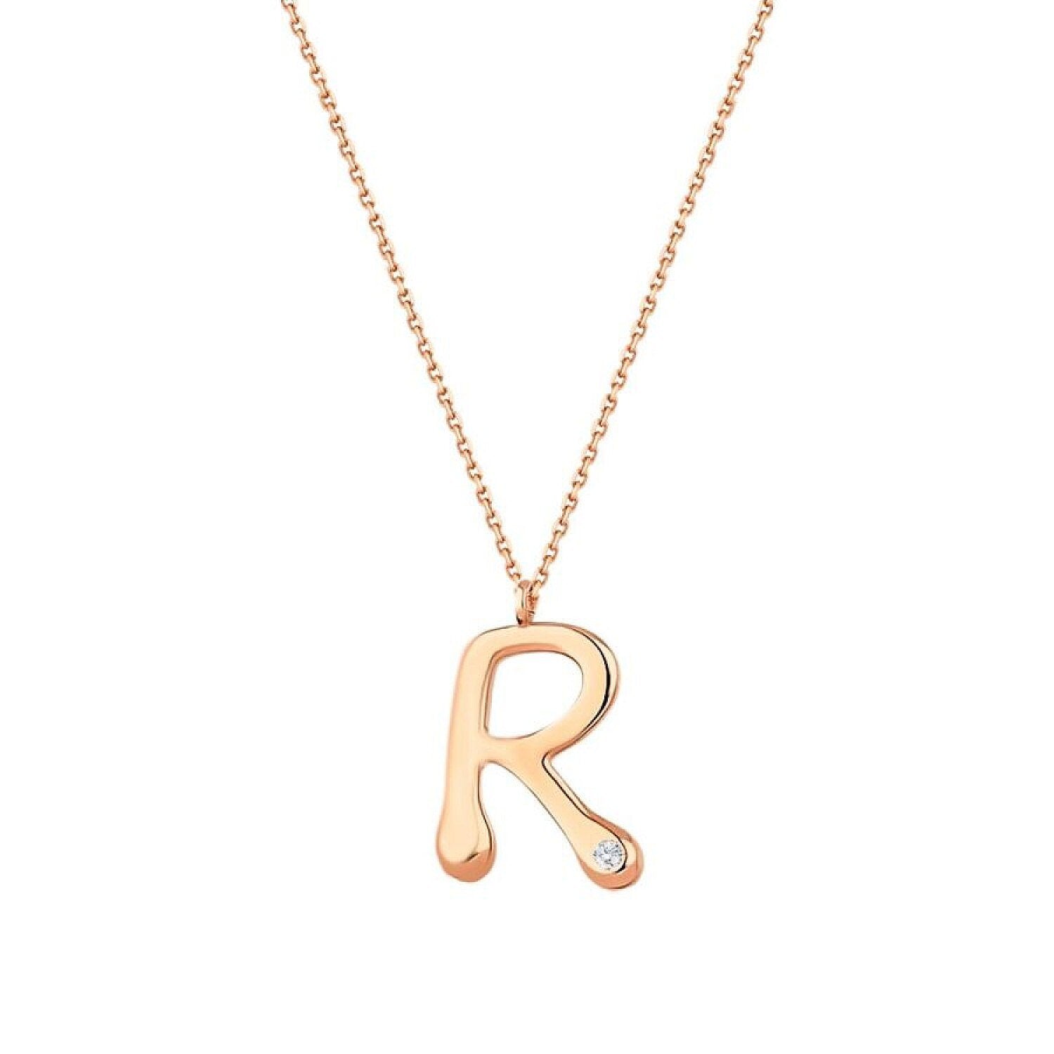 0,02 ct. Diamant Halskette Buchstabe R