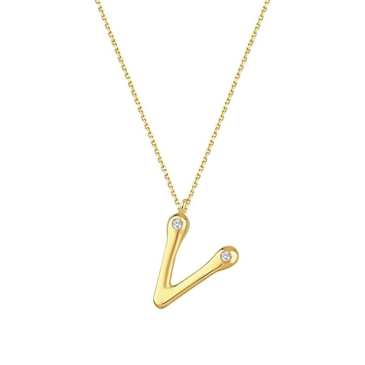 0,04 ct. Diamant-Halskette mit Buchstabe V