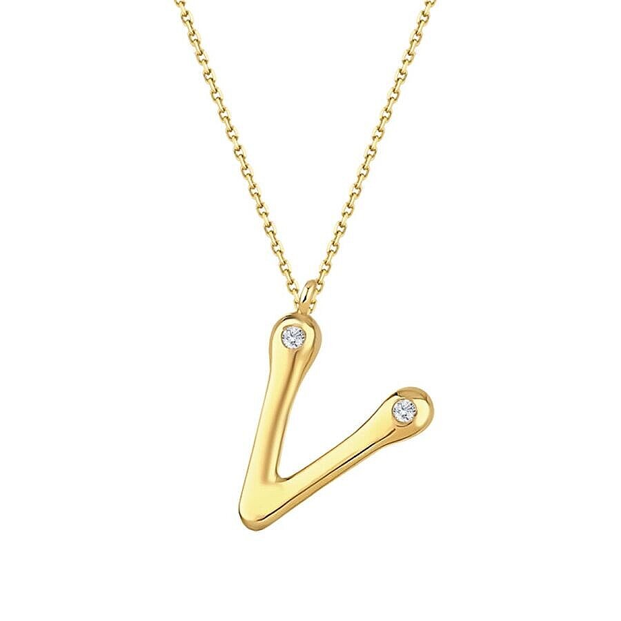0,04 ct. Diamant-Halskette mit Buchstabe V