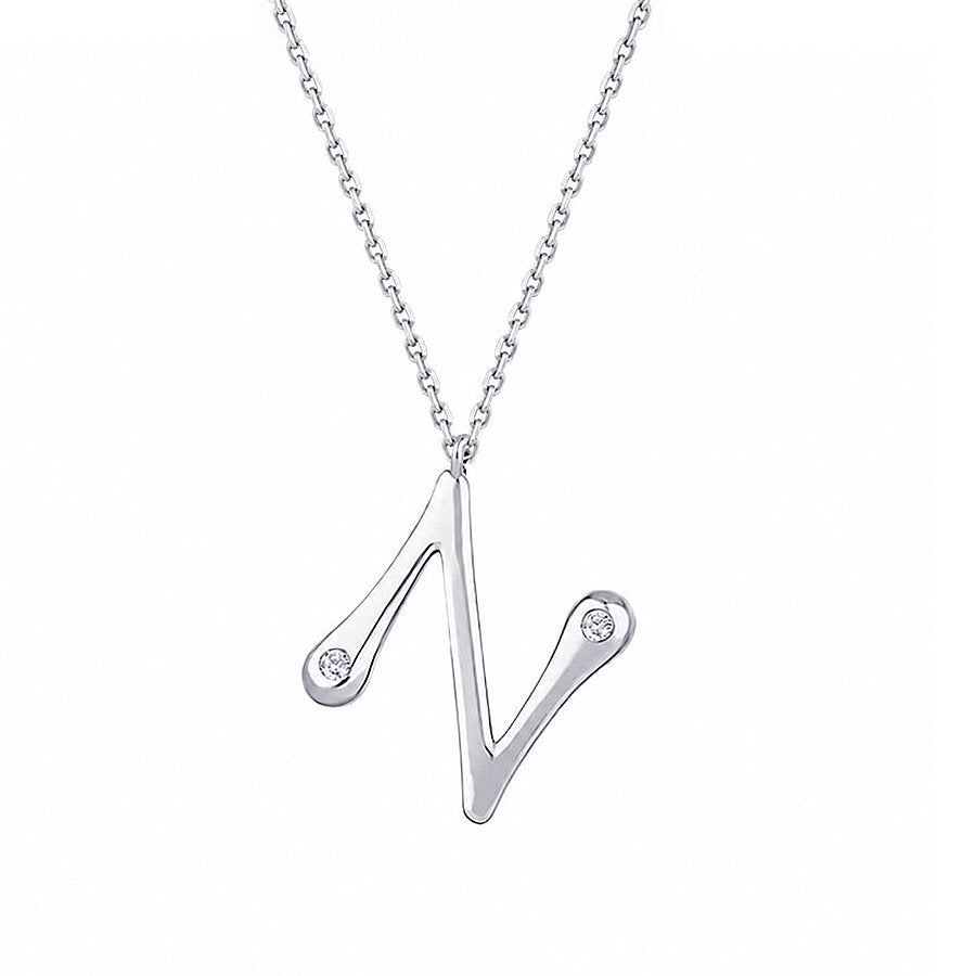 0,04 ct. Diamant Halskette Buchstabe N
