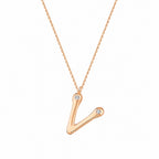 0,04 ct. Diamant Halskette Buchstabe V
