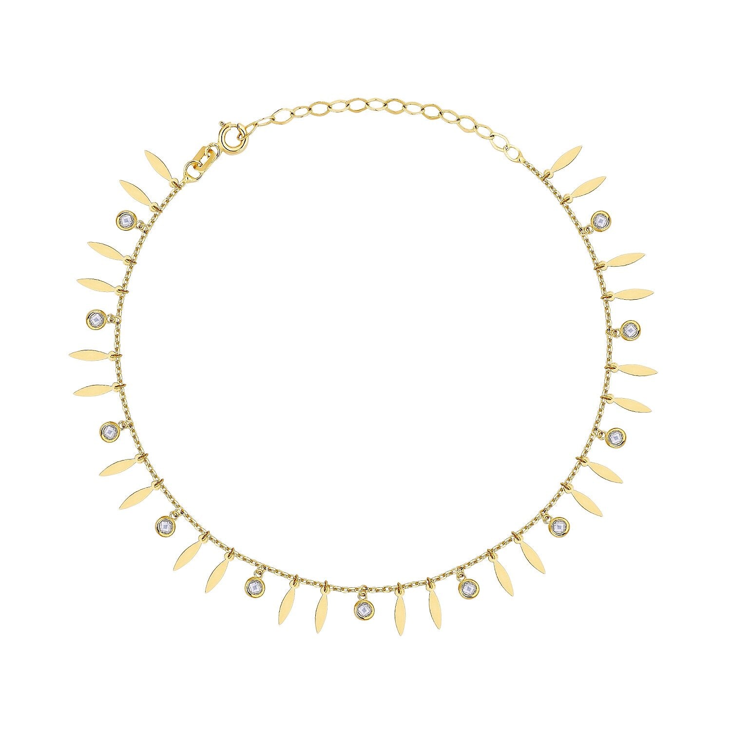 Trend-Fußkettchen mit Steinen aus Gold