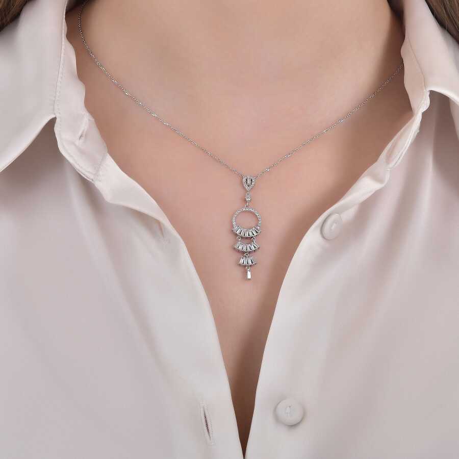 0,69 ct. Diamant Baguette Halskette