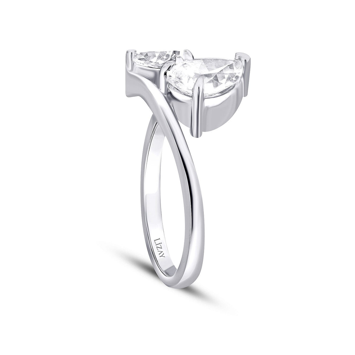 Zwei-Stein-Ring im Birnenschliff aus Gold