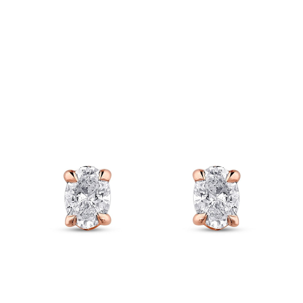 1,00 Carat Diamond Oval Solitaire Earrings