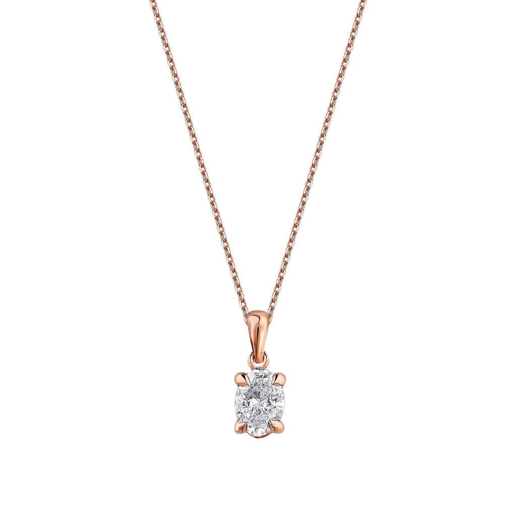 0,50 Carat Diamond Oval Solitaire Necklace