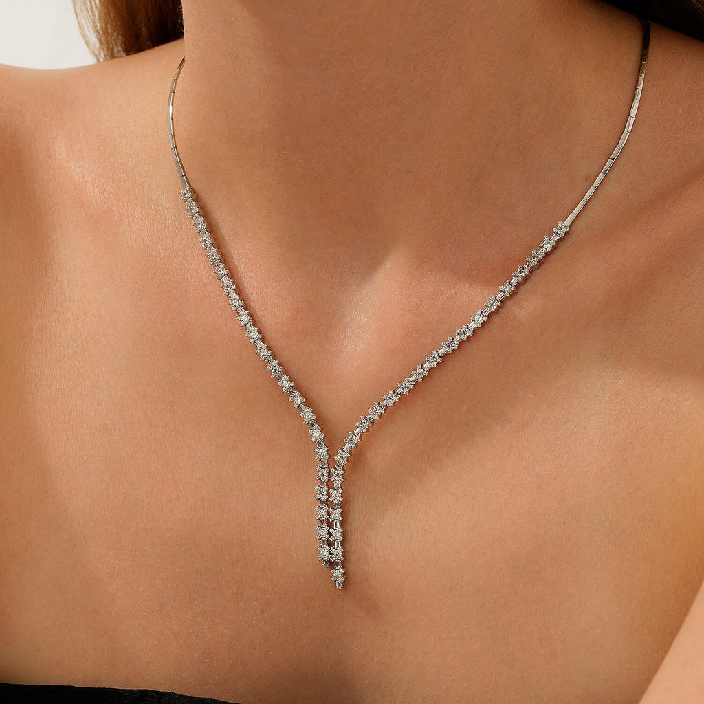Trend-Collier mit Baguette-Stein aus Gold