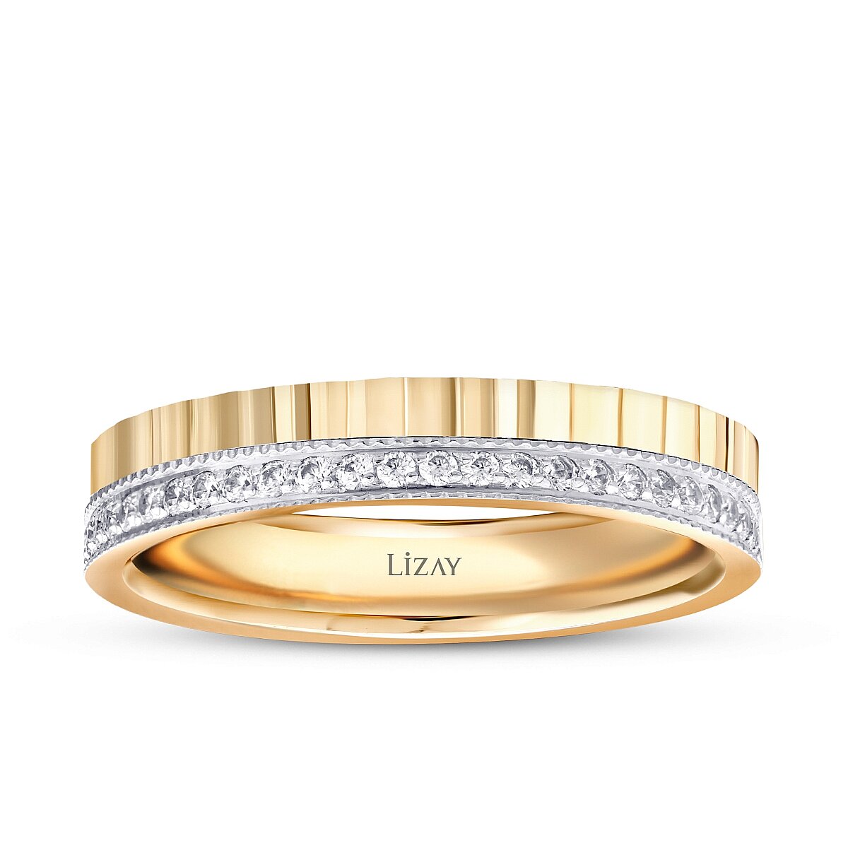 Designer-Damen-Ehering mit Steinen aus Gold