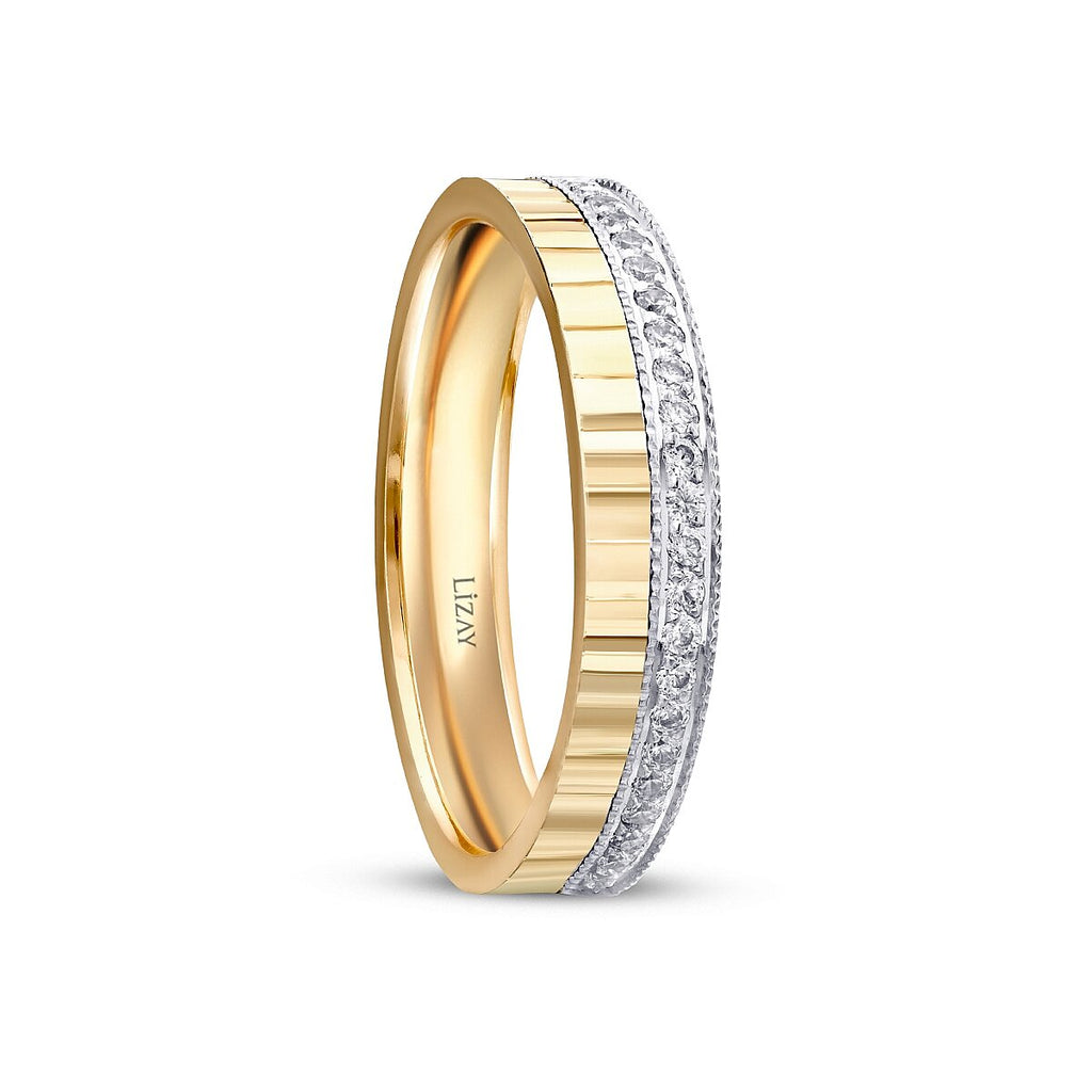 Designer-Damen-Ehering mit Steinen aus Gold