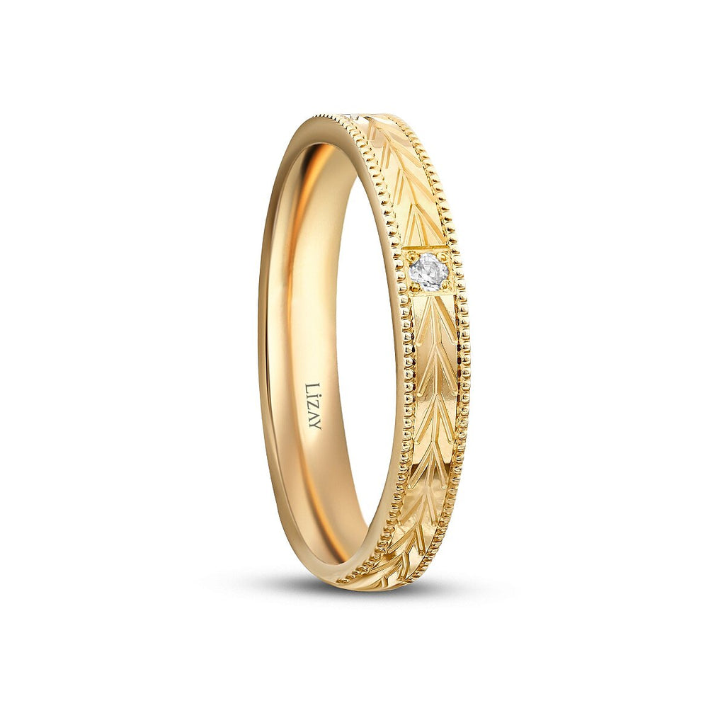 Herren-Ehering mit Weizenähren-Gravur aus Gold