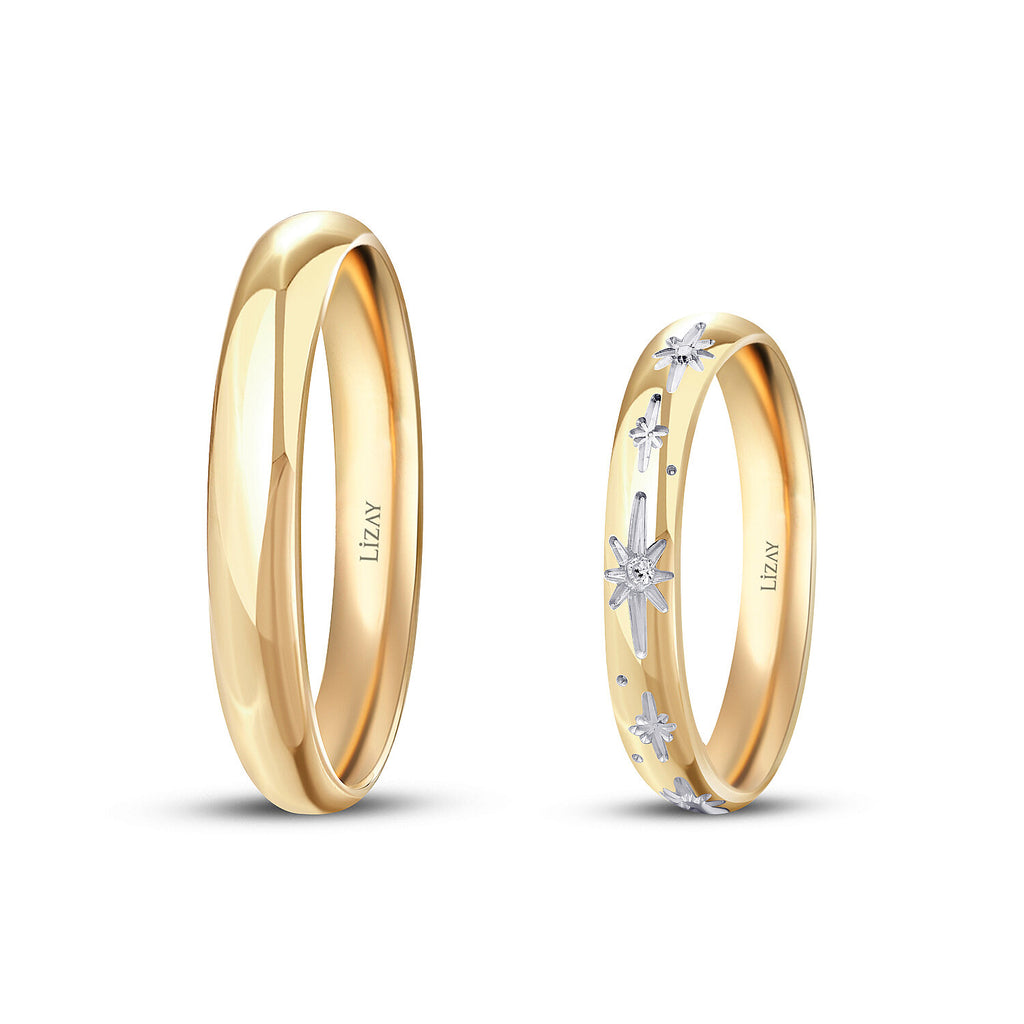 Partner-Eheringe-Set aus Gold