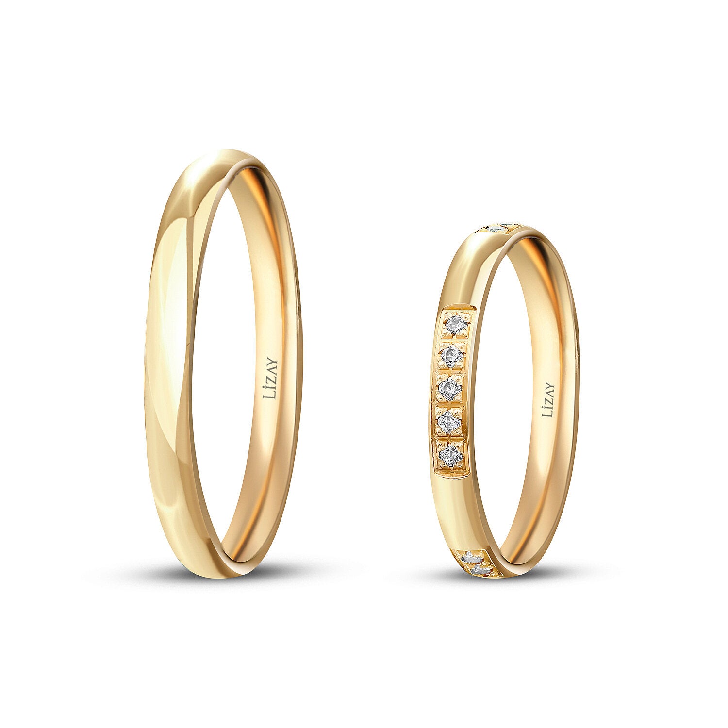 Partner-Eheringe-Set aus Gold