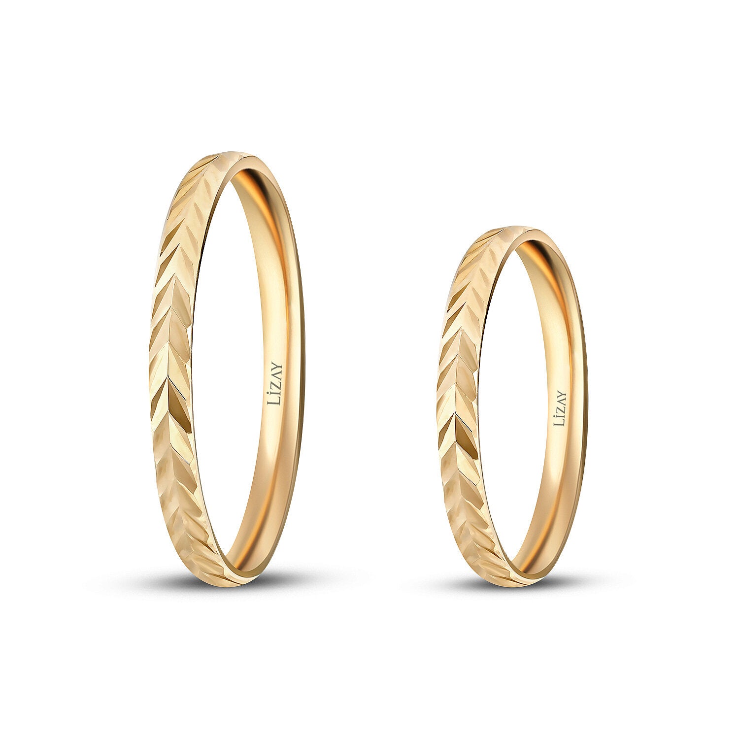 Gemustertes Partner-Eheringe-Set aus Gold
