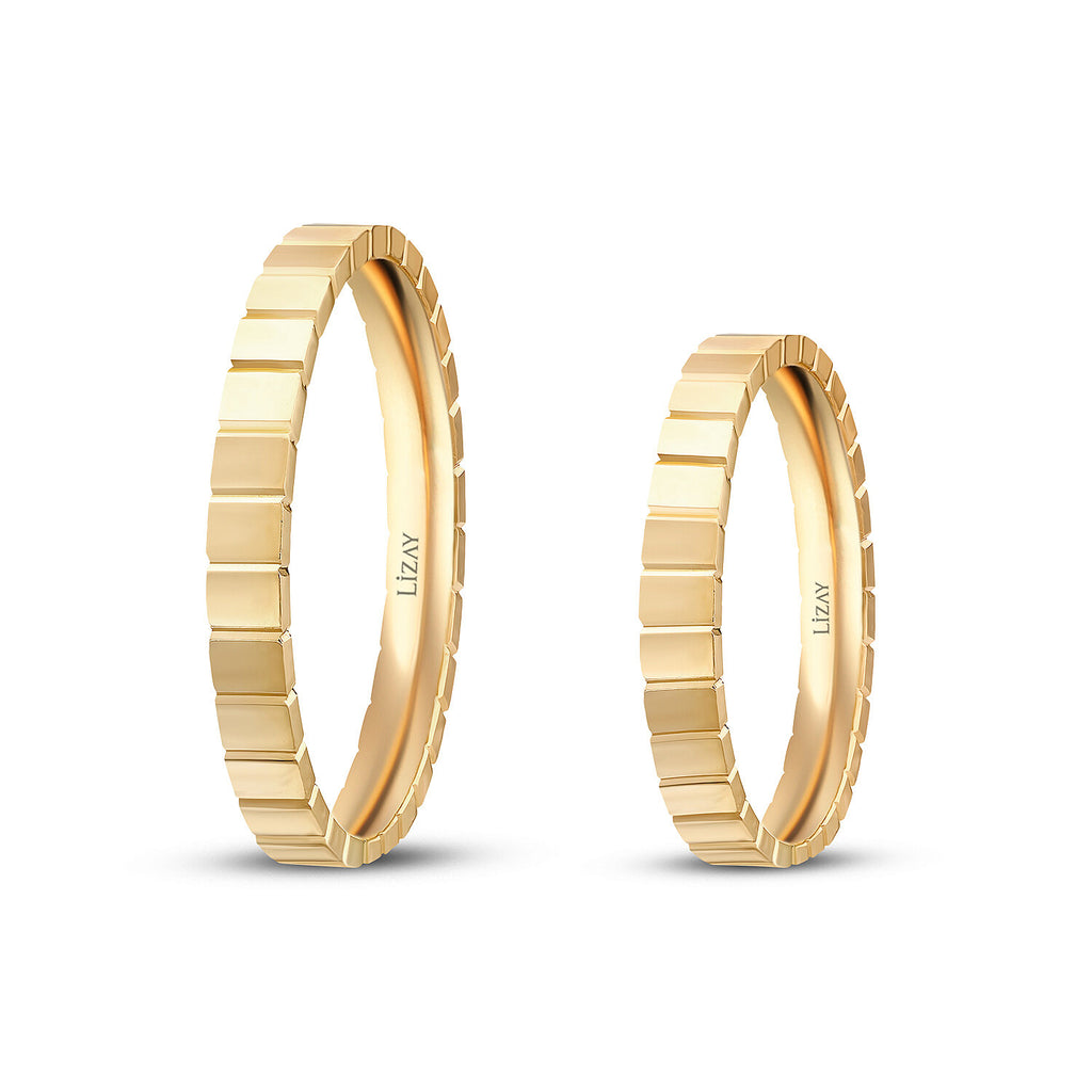 Gemustertes Partner-Eheringe-Set aus Gold