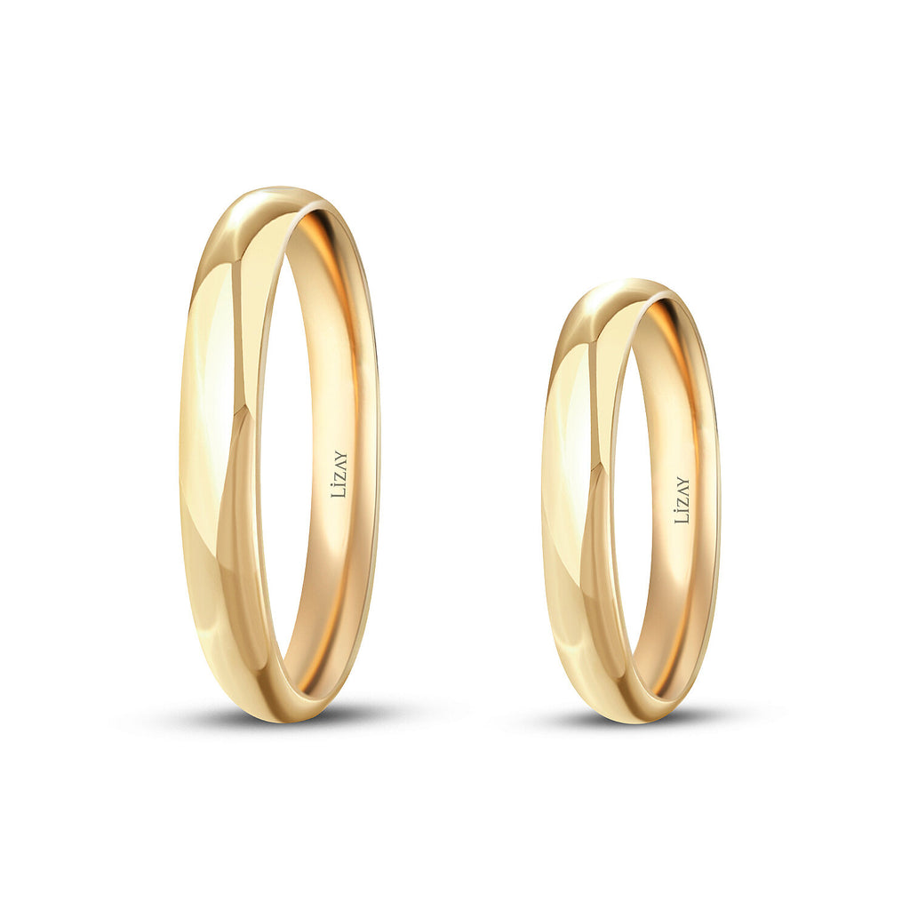 Gewölbtes Partner-Eheringe-Set aus Gold (3 mm)