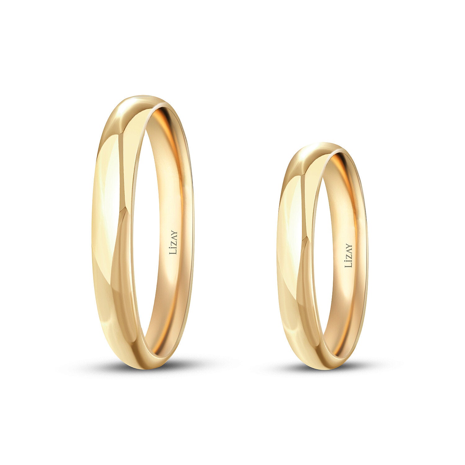 Gewölbtes Partner-Eheringe-Set aus Gold (3 mm)