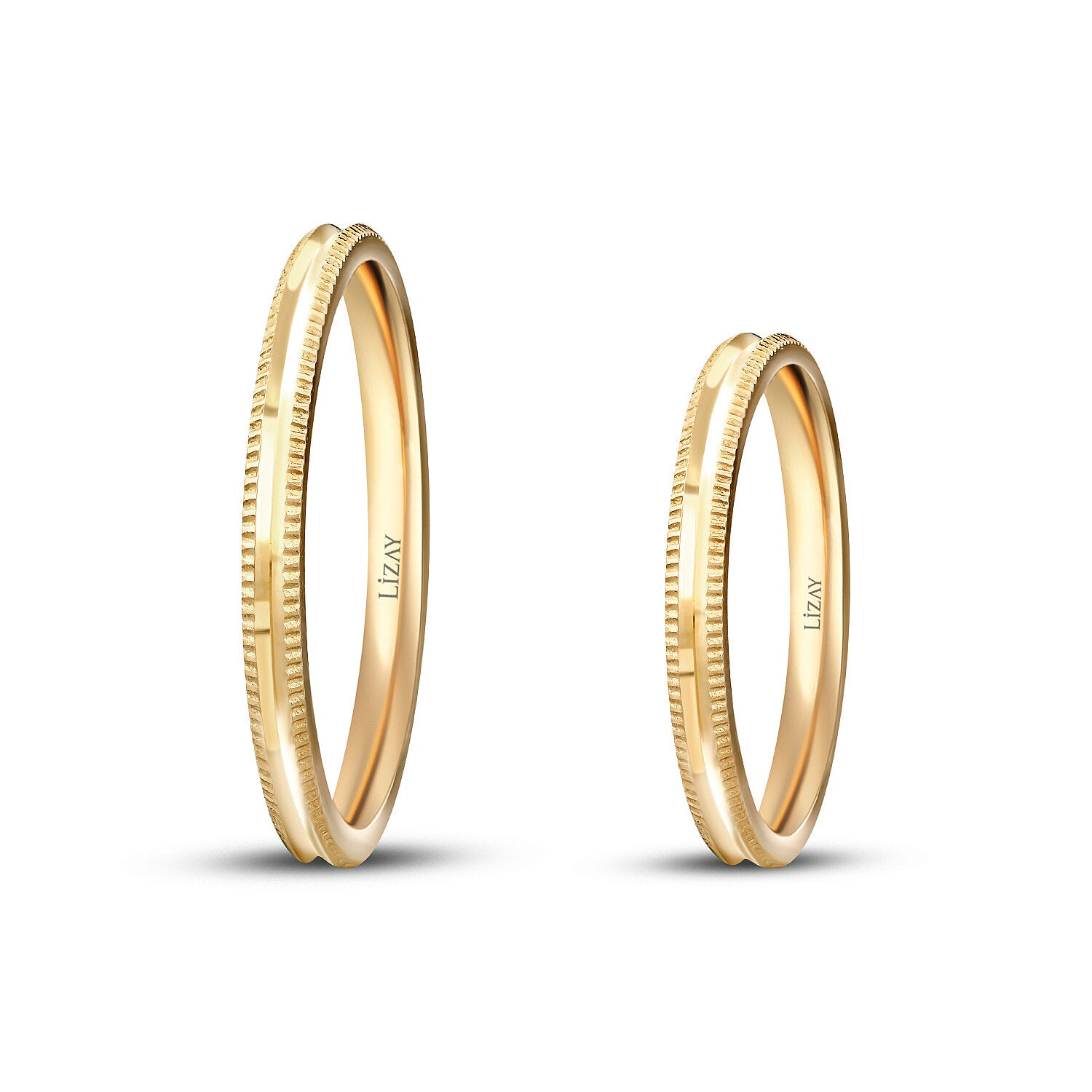 Partner-Eheringe-Set mit Diamantschliff aus Gold