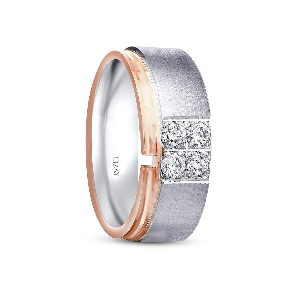 0,33 ct. Zweifarbiger Diamant-Damen-Ehering