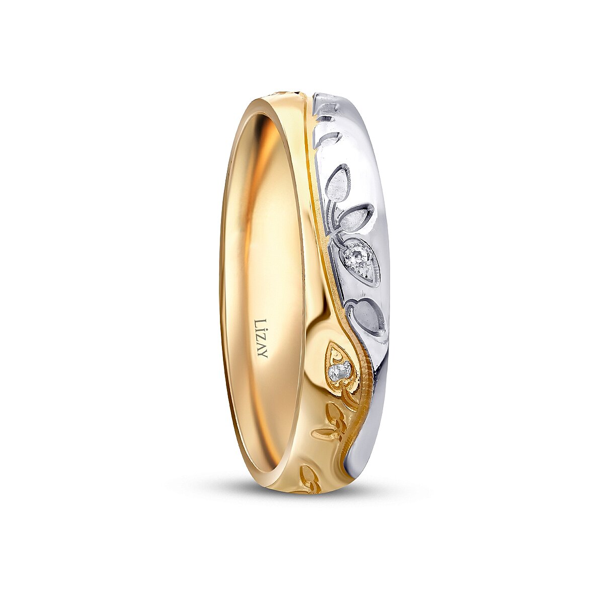 Gemustertes Partner-Eheringe-Set aus Gold
