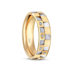 Partner-Eheringe-Set mit Mosaikmuster aus Gold