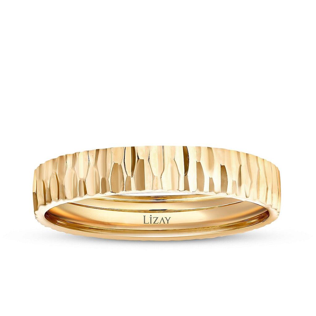 Gemustertes Partner-Eheringe-Set aus Gold