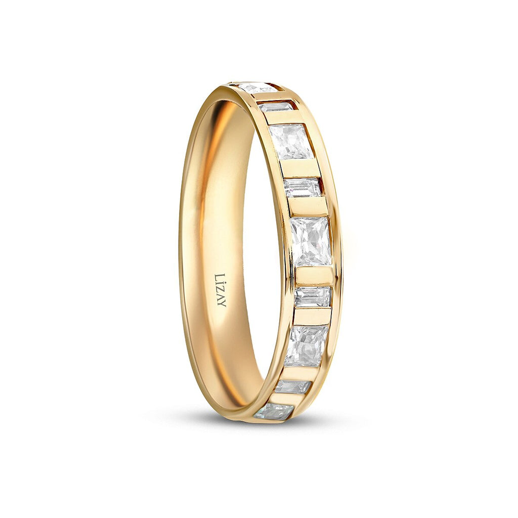 Partner-Eheringe-Set mit Steinen aus Gold