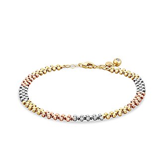 Gold Three-Tone Ball Bead Bracelet