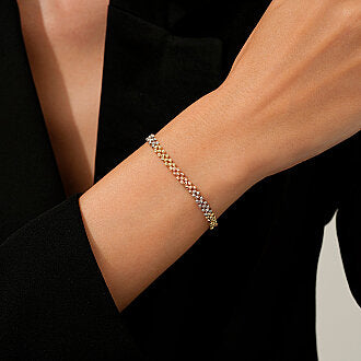 Gold Three-Tone Ball Bead Bracelet