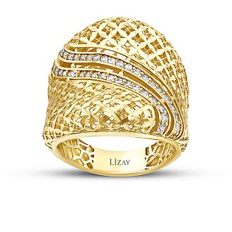 Gold River of Sparkle Statement Ring