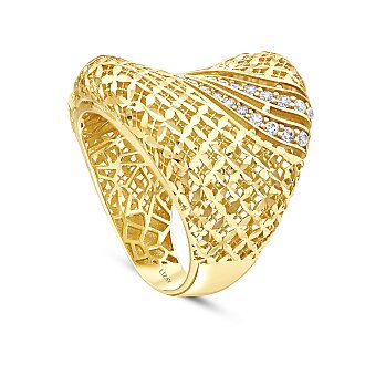 Gold River of Sparkle Statement Ring