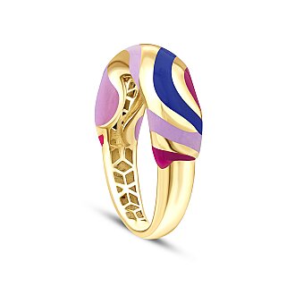 Gold Colorful Enamel Statement Ring