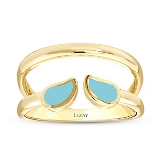 Gold Blue Touch Statement Ring