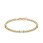Gold Turquoise Enamel Cylinder Bracelet