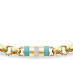 Gold Turquoise Enamel Cylinder Bracelet