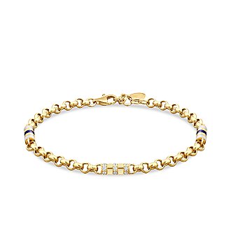 Gold White Enamel Cylinder Bracelet