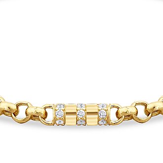 Gold White Enamel Cylinder Bracelet