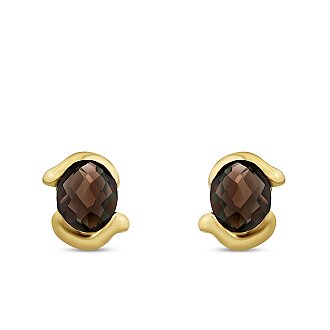 Gold Oval Accented Trendy Earrings