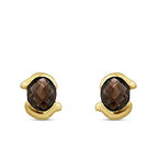Gold Oval Accented Trendy Earrings