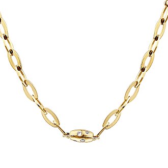 Gold Flush Set Pendant Necklace