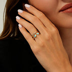 Gold Blue Touch Statement Ring