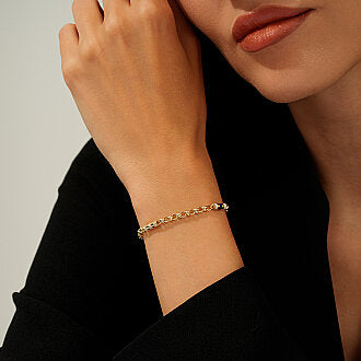 Gold White Enamel Cylinder Bracelet
